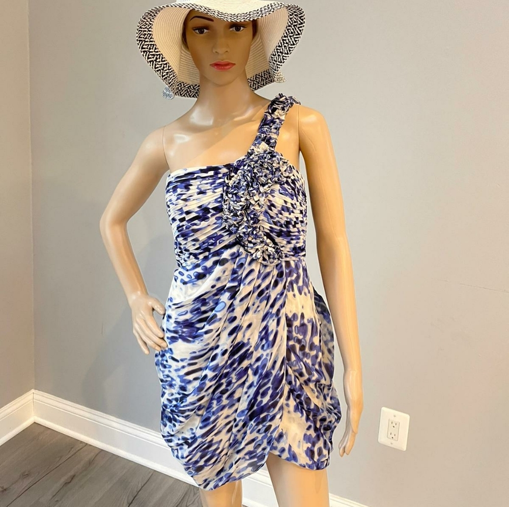 BCBG Max Azria one shoulder short silk dress